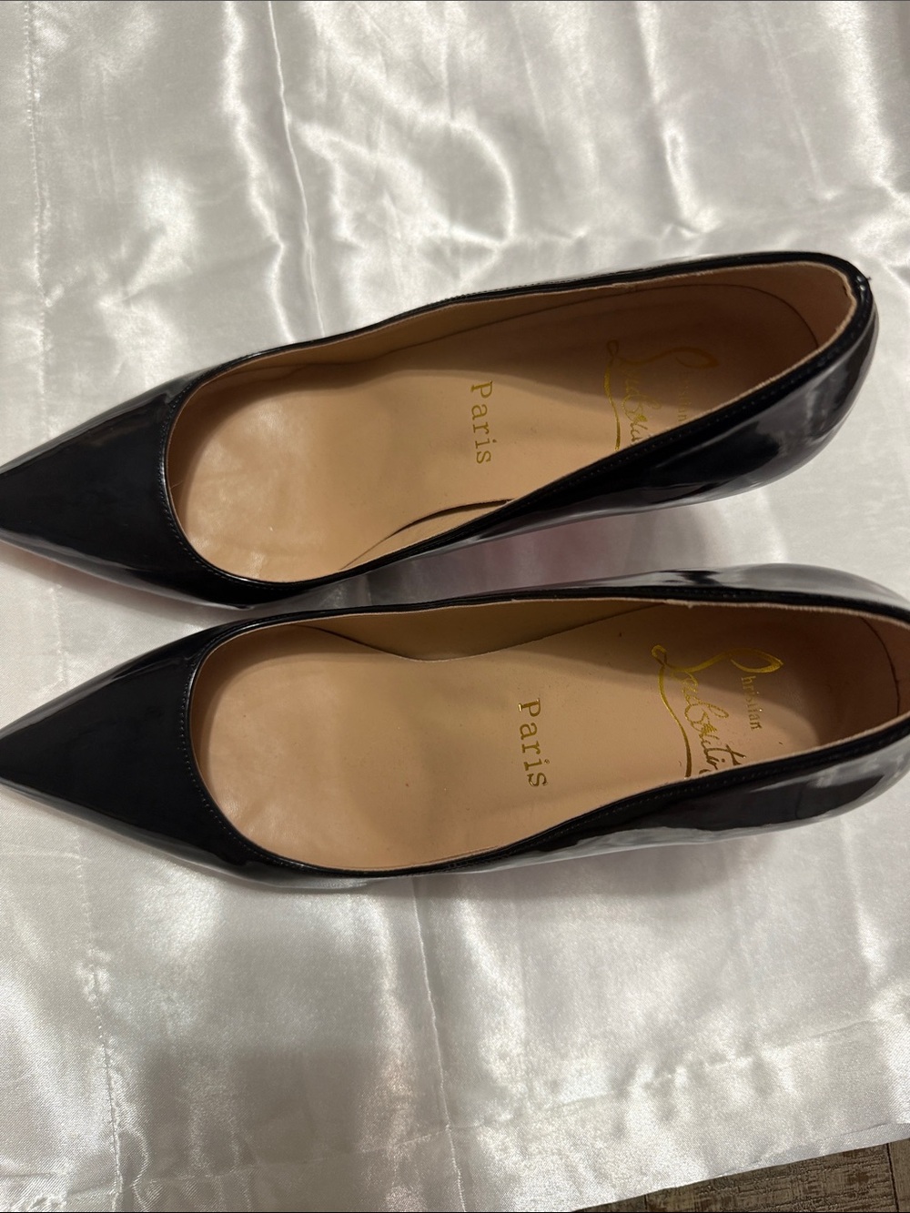 Christian Louboutin Black Patent Pointed-Toe Pumps